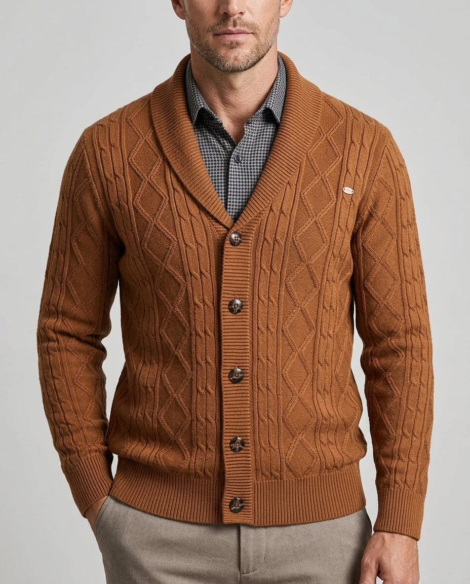 Callender Men's Diamond Knit Shawl Cardigan