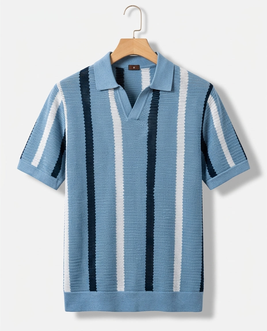 Belmonte Men's Striped Knit Resort Polo