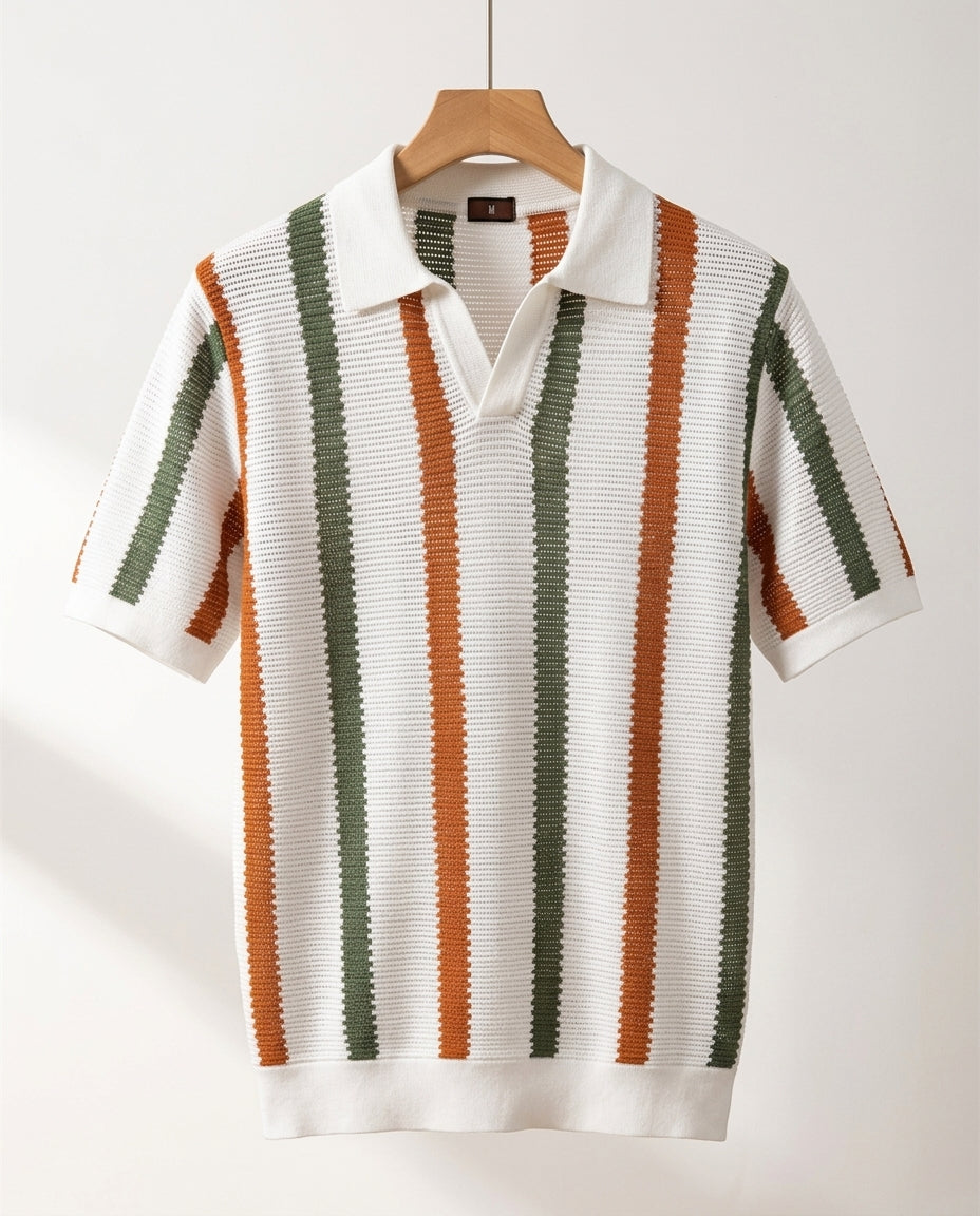 Belmonte Men's Striped Knit Resort Polo