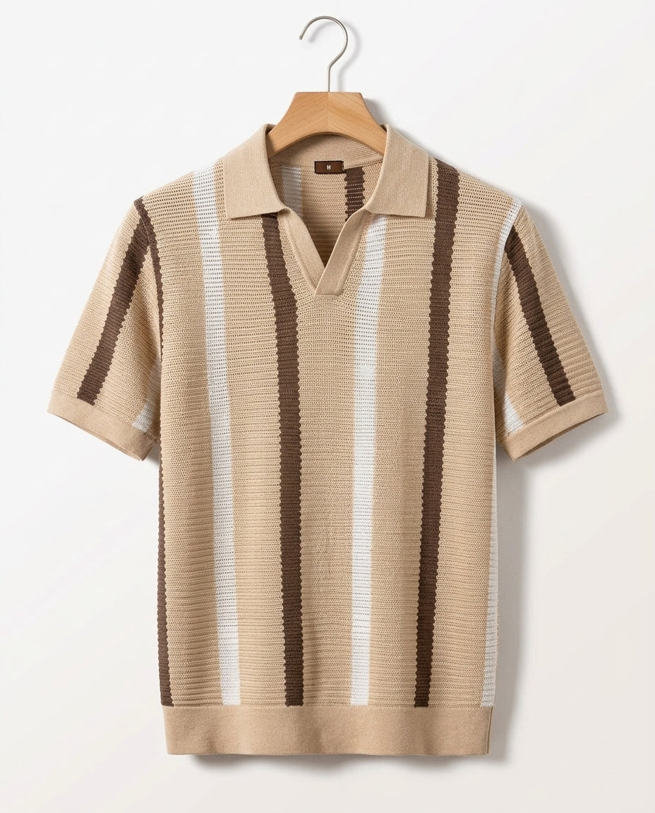Belmonte Men's Striped Knit Resort Polo