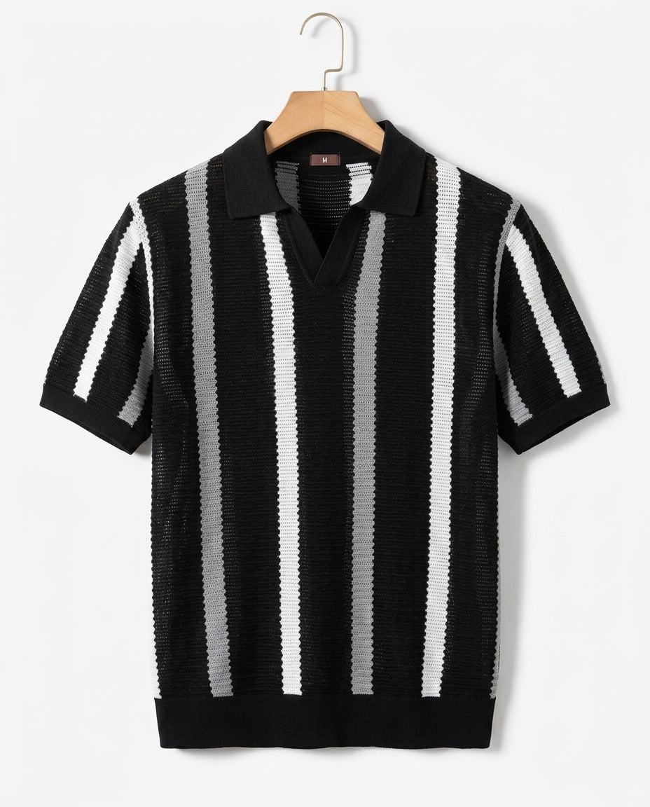 Belmonte Men's Striped Knit Resort Polo