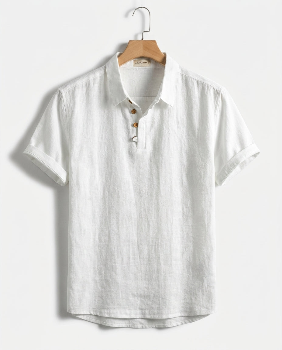 Halloway Men's Breathable Cotton Linen Polo