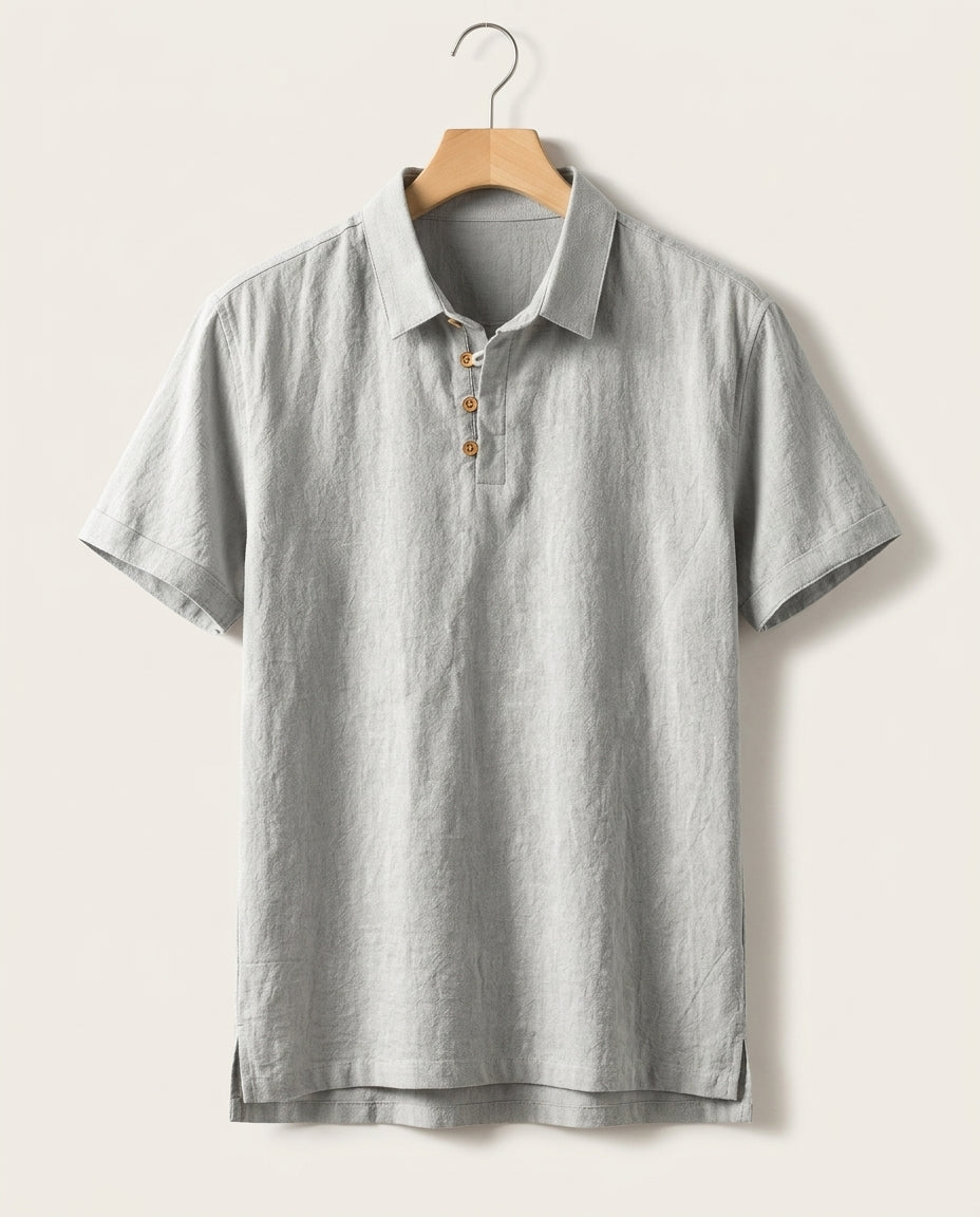 Halloway Men's Breathable Cotton Linen Polo