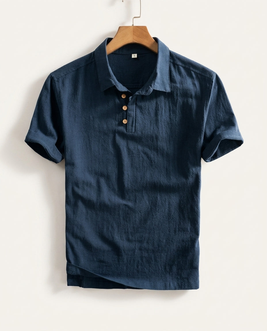 Halloway Men's Breathable Cotton Linen Polo
