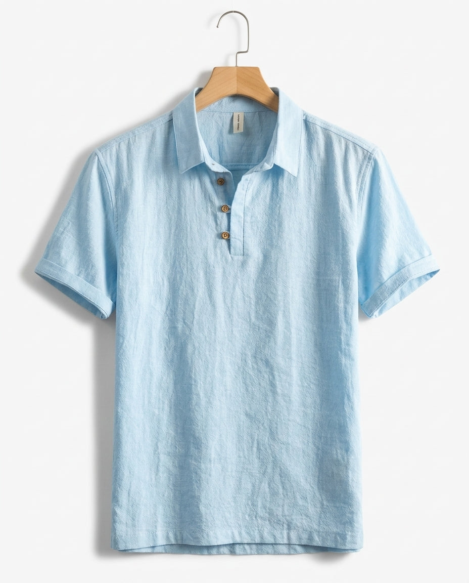 Halloway Men's Breathable Cotton Linen Polo