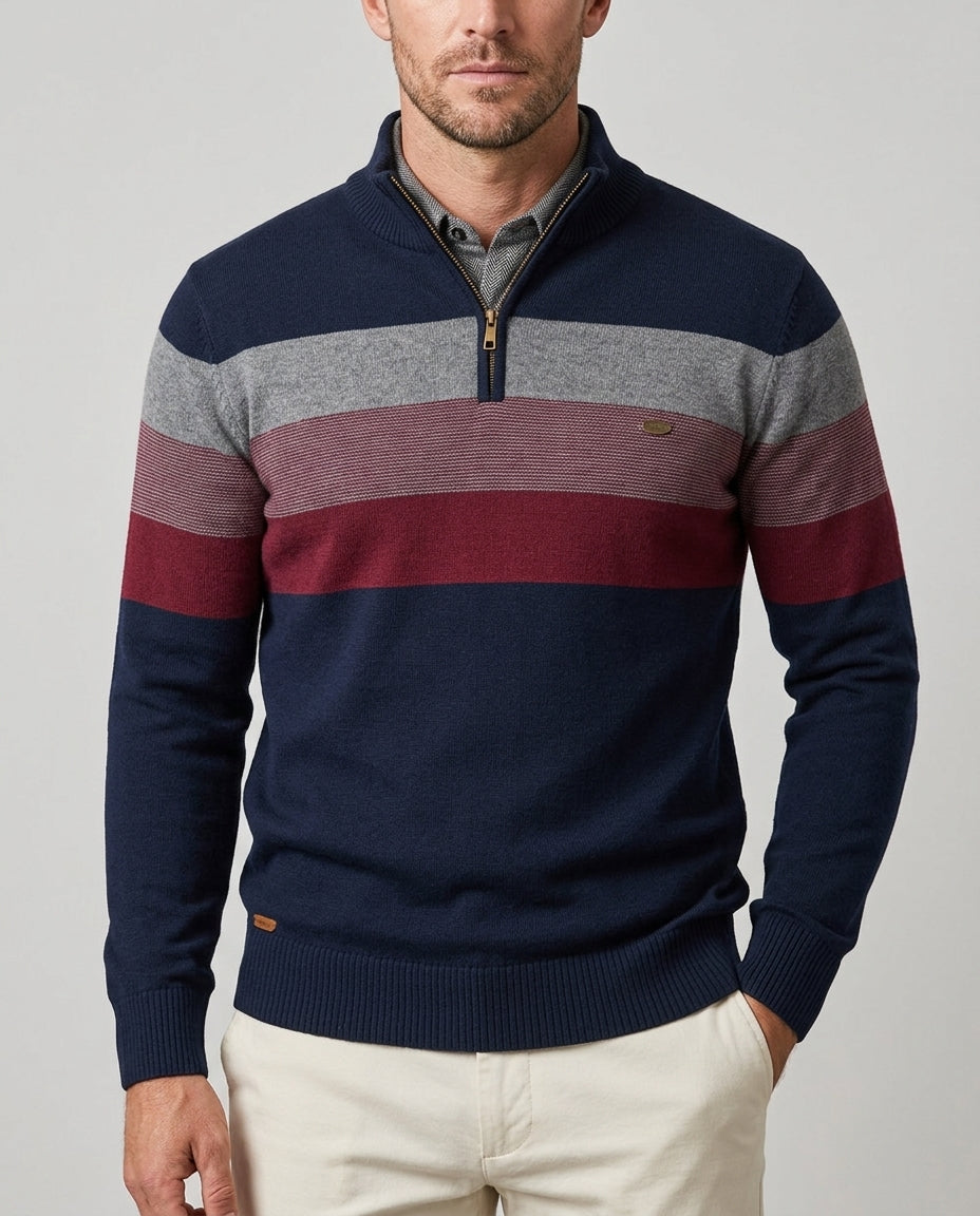 Ferris Men's Striped Quarter-Zip Pullover