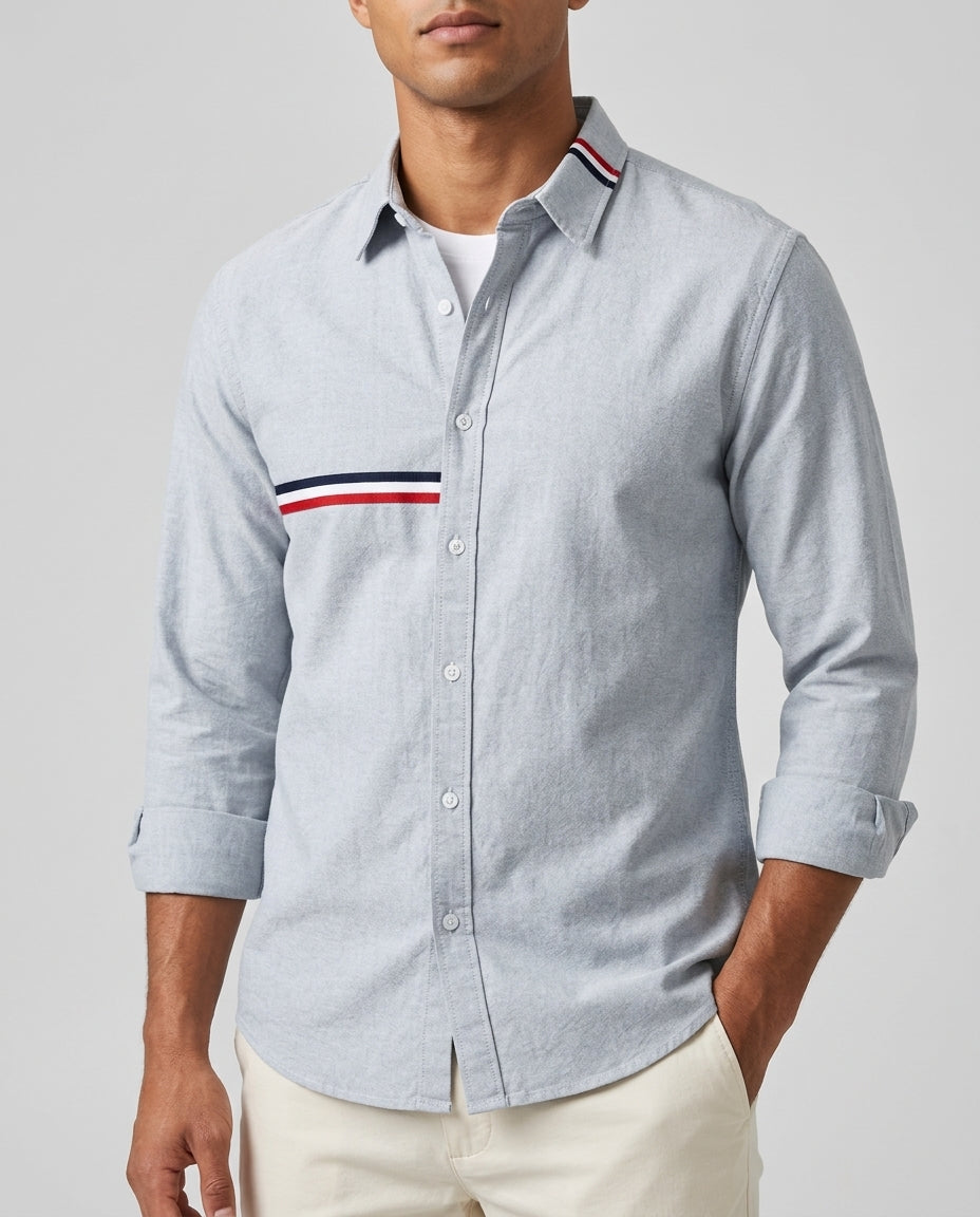 Brantley Men's Striped Trim Cotton Shirt