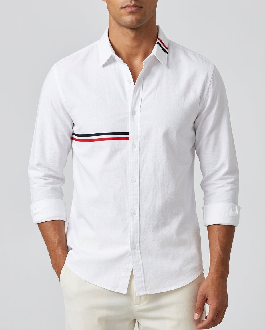 Brantley Men's Striped Trim Cotton Shirt