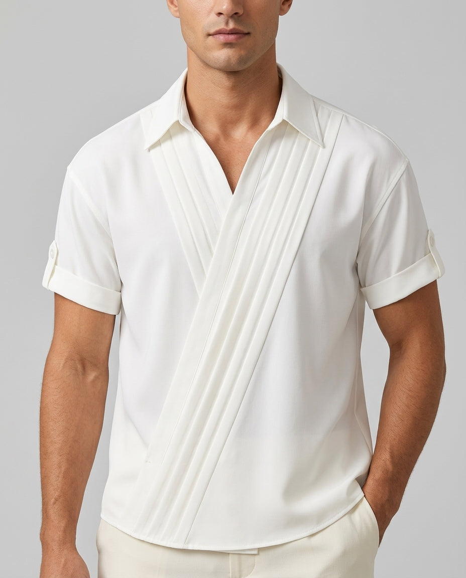 Sorrentino Men's Pleated Wrap Shirt