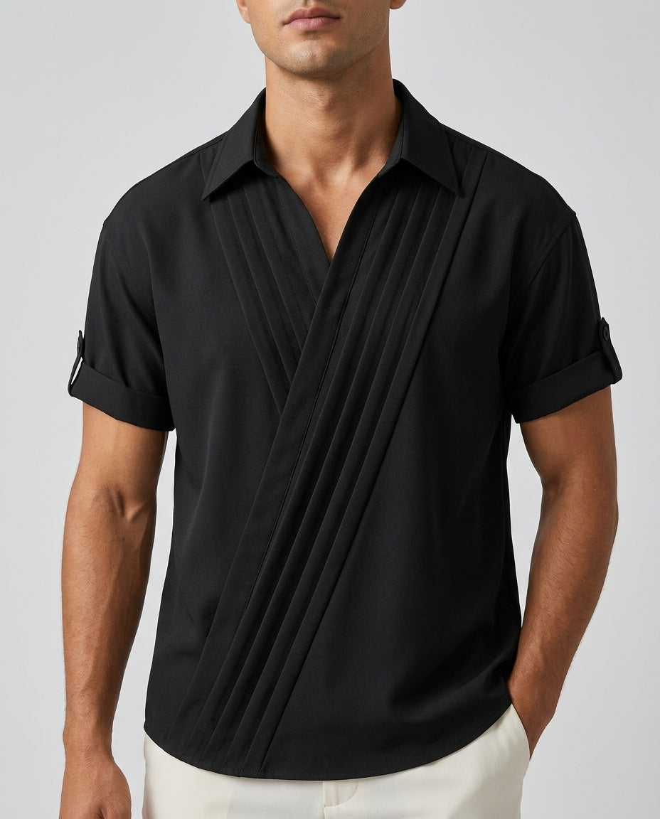 Sorrentino Men's Pleated Wrap Shirt