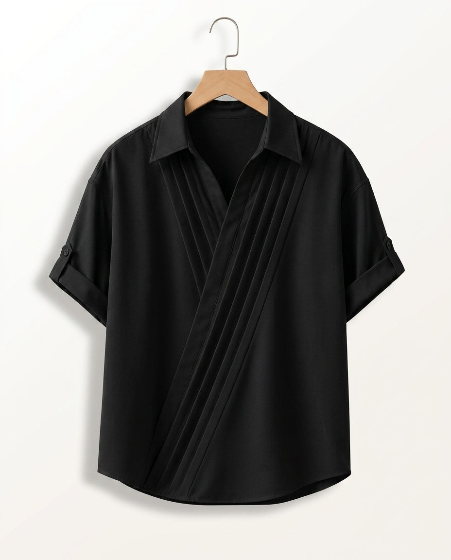 Sorrentino Men's Pleated Wrap Shirt