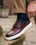 Aero Men's Snake Embossed Loafers