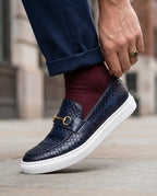 Aero Men's Snake Embossed Loafers