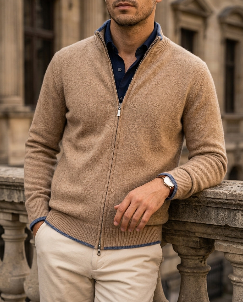 Kingswell Men's Cashmere Zip Cardigan