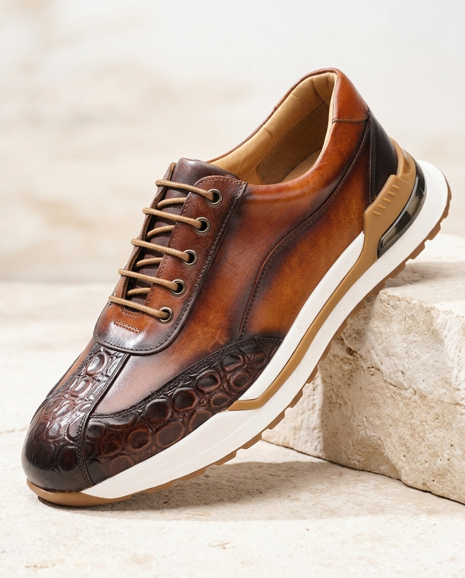 Whitmore Men's Croc Embossed Leather Sneakers