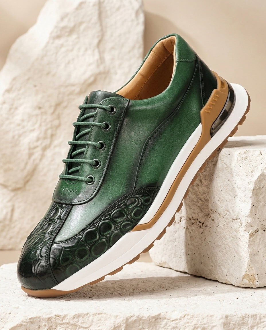 Whitmore Men's Croc Embossed Leather Sneakers