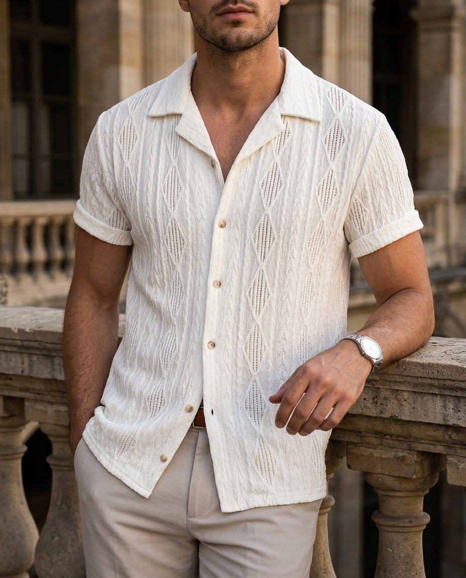Ashcroft Men's Textured Camp Collar Shirt