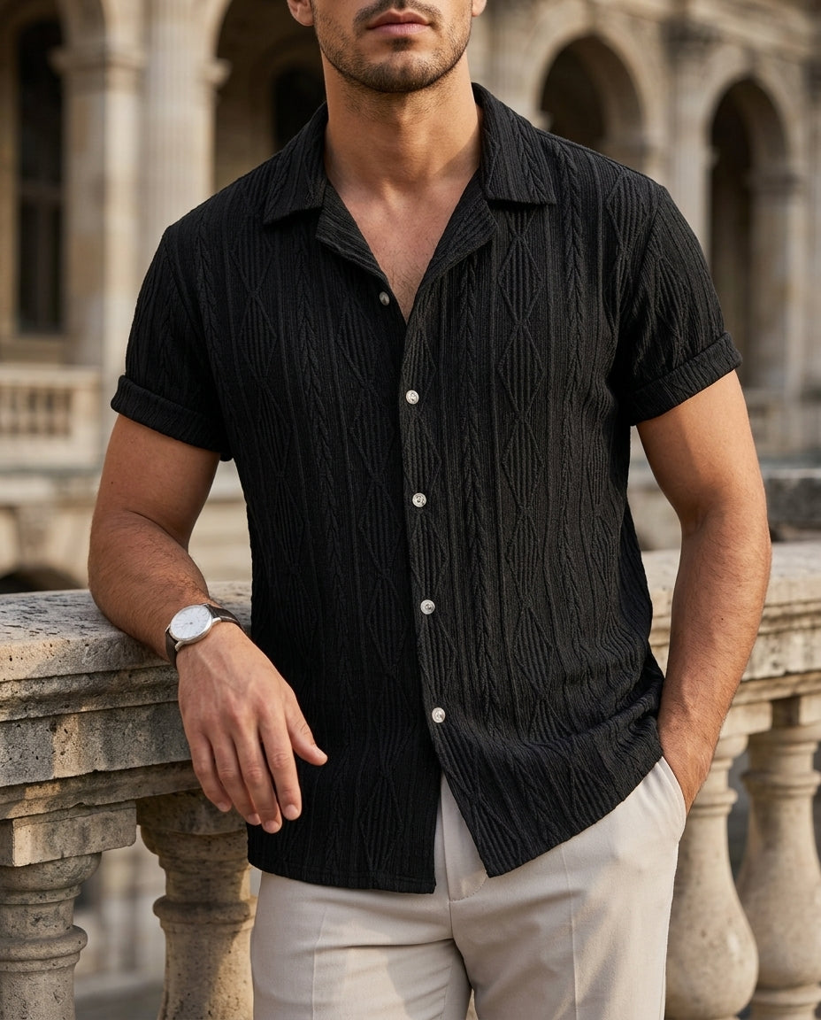 Ashcroft Men's Textured Camp Collar Shirt