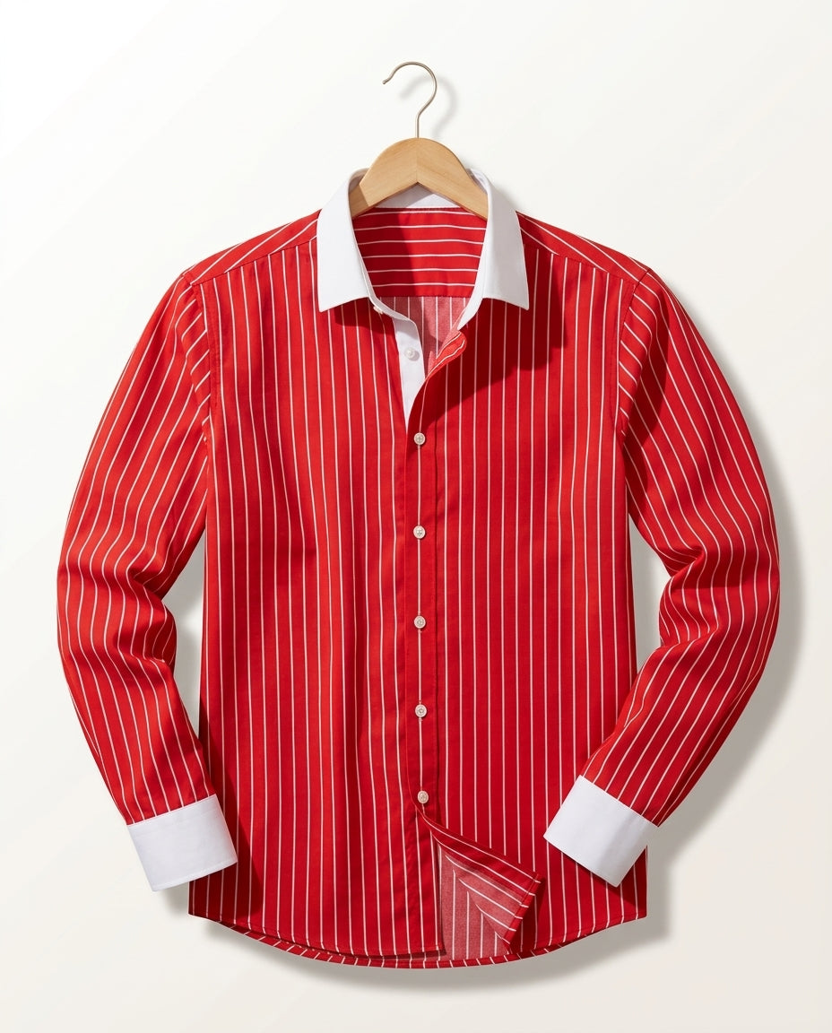 Vantree Men's Club Collar Striped Shirt