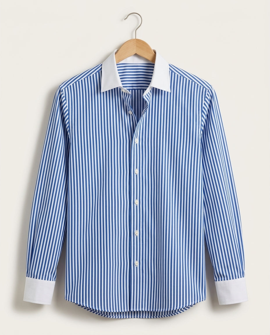 Vantree Men's Club Collar Striped Shirt
