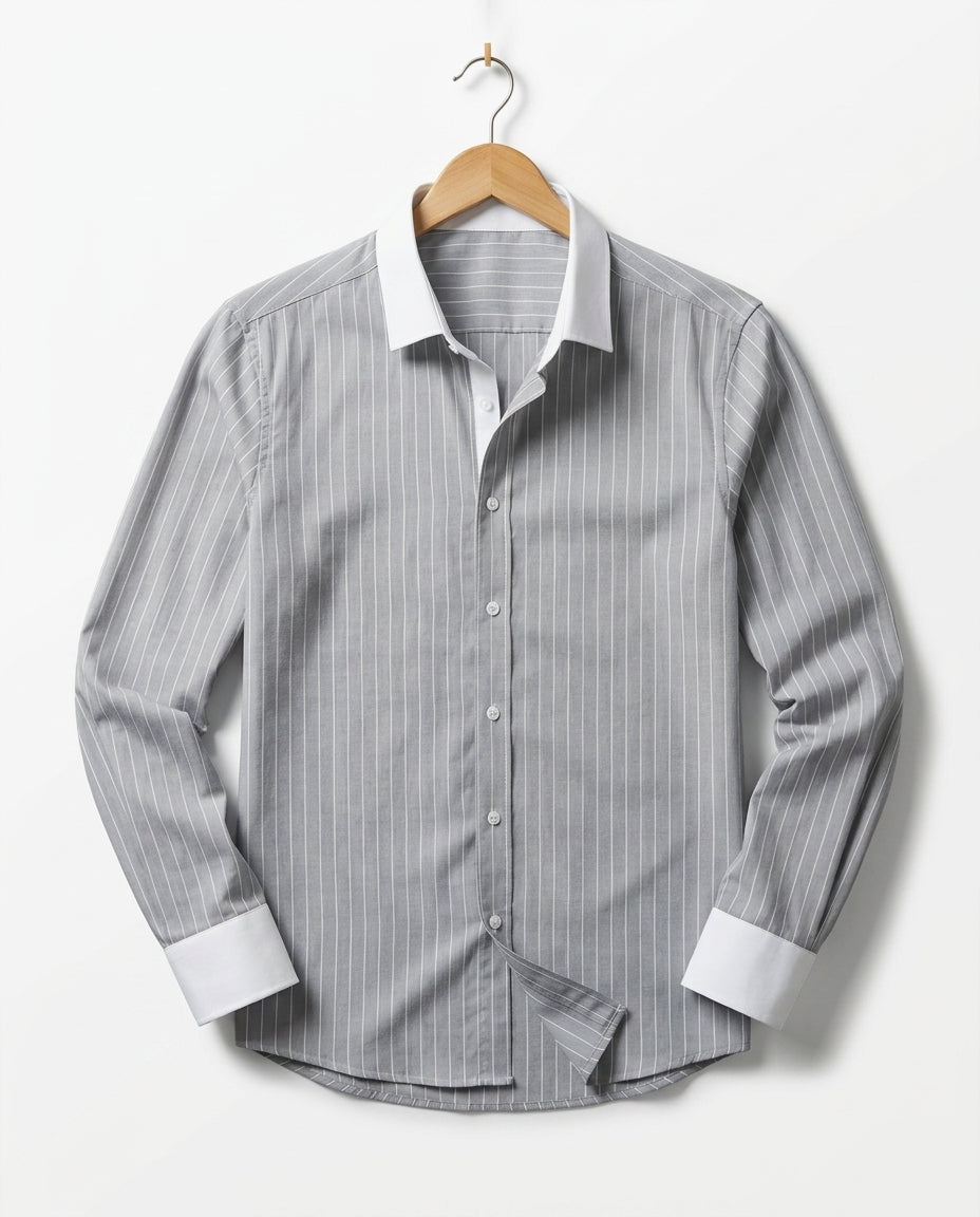 Vantree Men's Club Collar Striped Shirt
