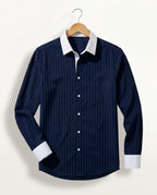 Vantree Men's Club Collar Striped Shirt