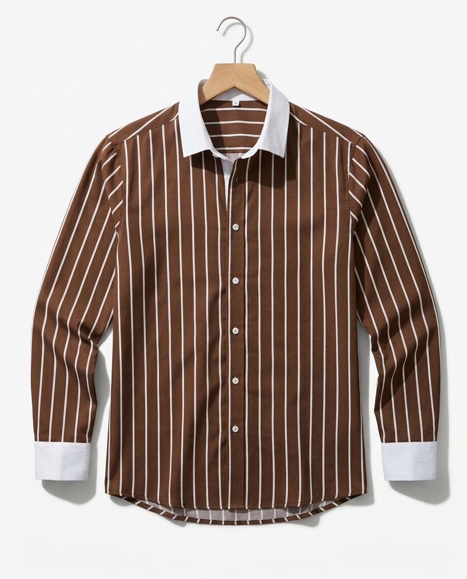 Vantree Men's Club Collar Striped Shirt