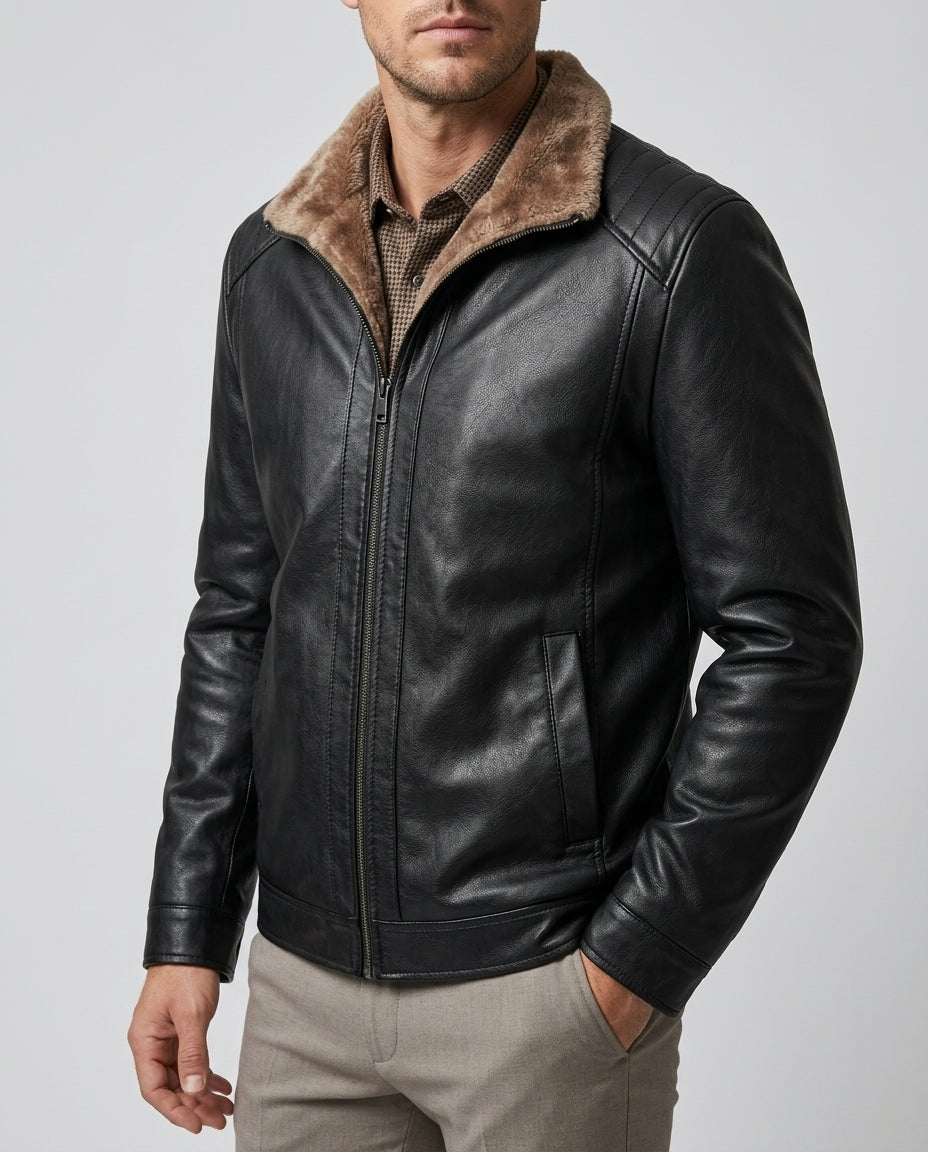 Blackwell Men's Sherpa Lined Leather Jacket