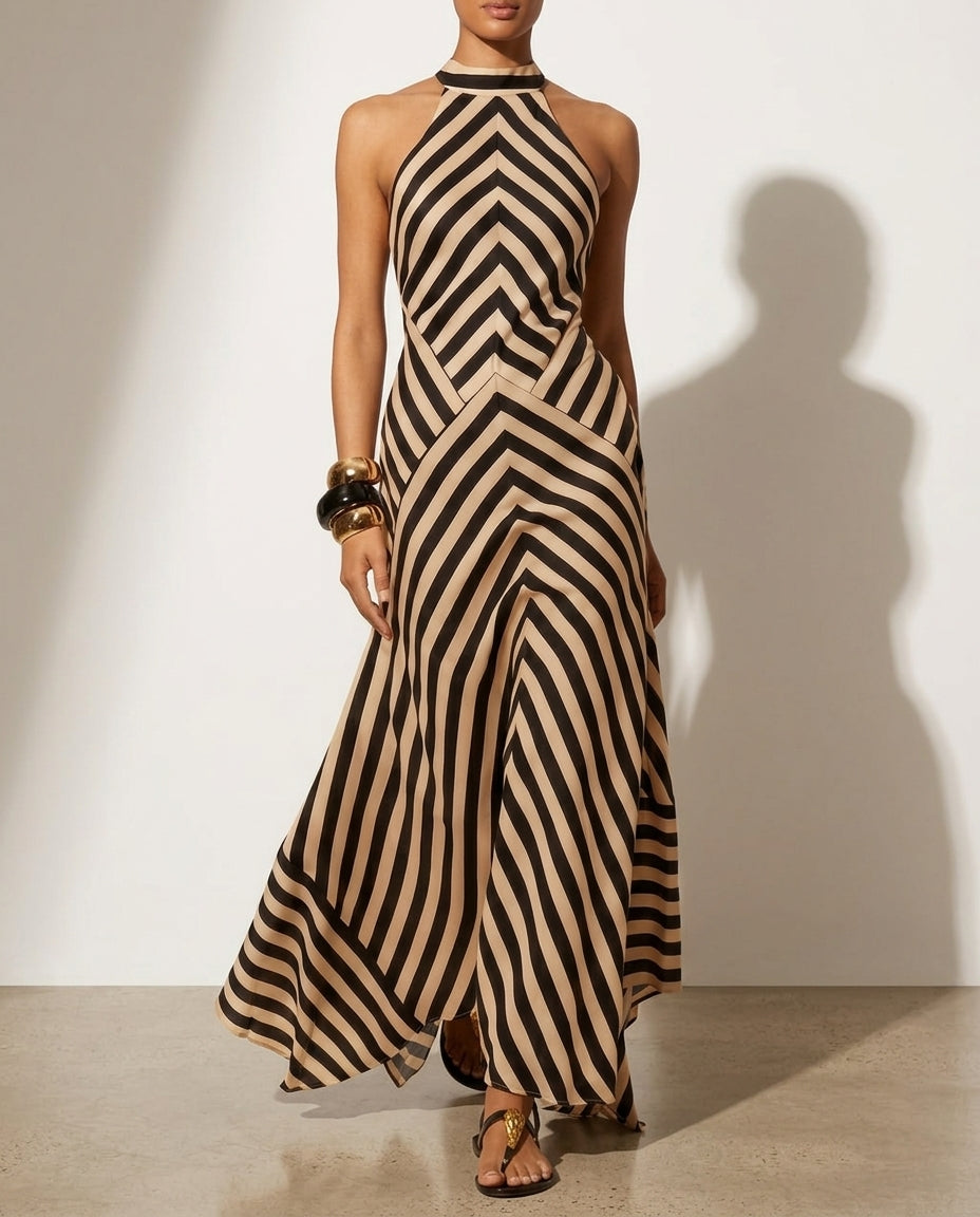 Marlowe Women's Chevron Halter Maxi Dress
