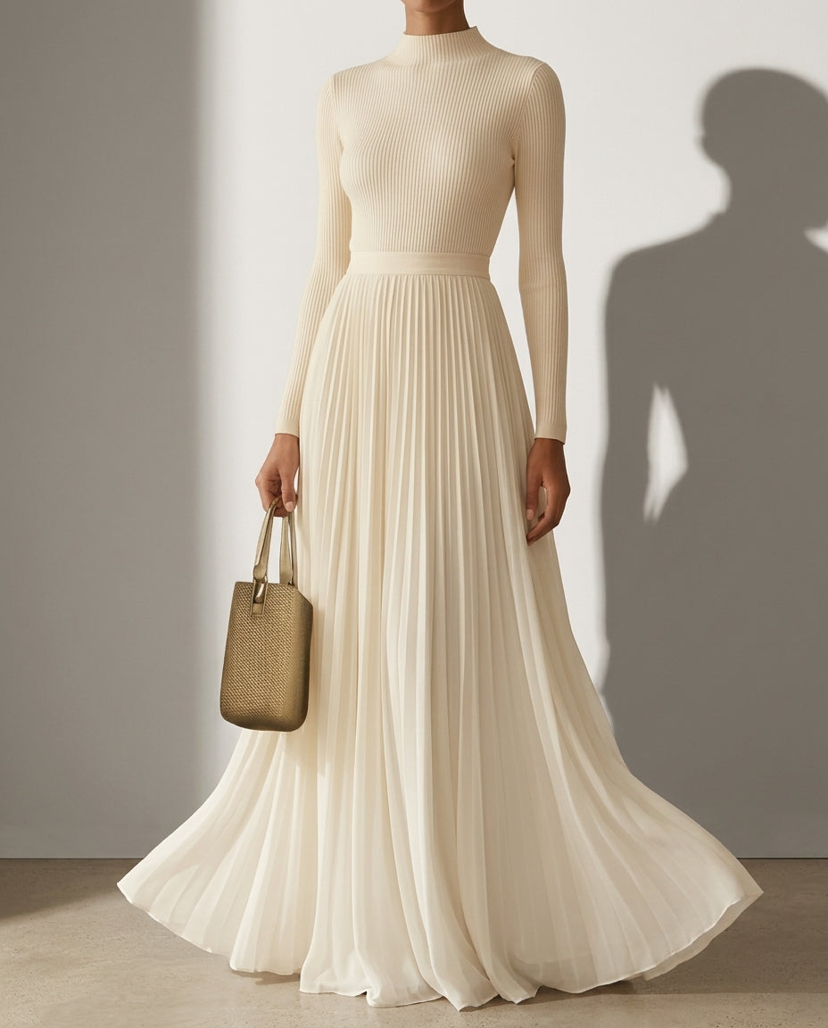 Whitley Women's Ribbed Pleated Maxi Dress