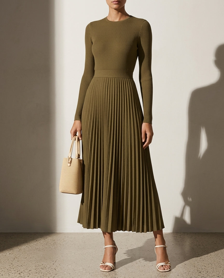 Whitley Women's Ribbed Pleated Maxi Dress