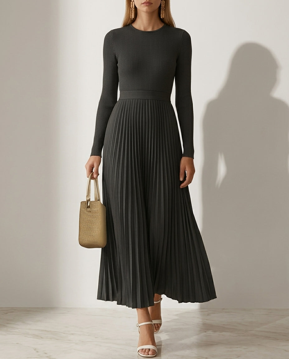Whitley Women's Ribbed Pleated Maxi Dress