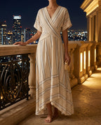 Delaney Women's Striped Wrap Summer Maxi Dress