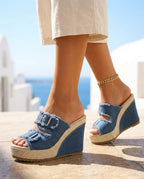 Josephine Women's Denim Espadrille Wedges