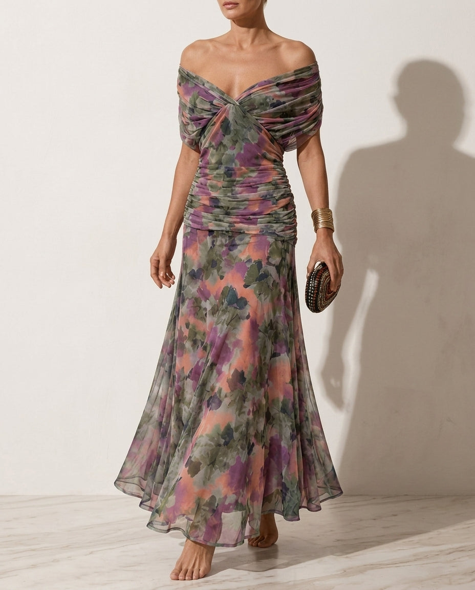 Isadora Women's Chiffon Ruched Maxi Dress