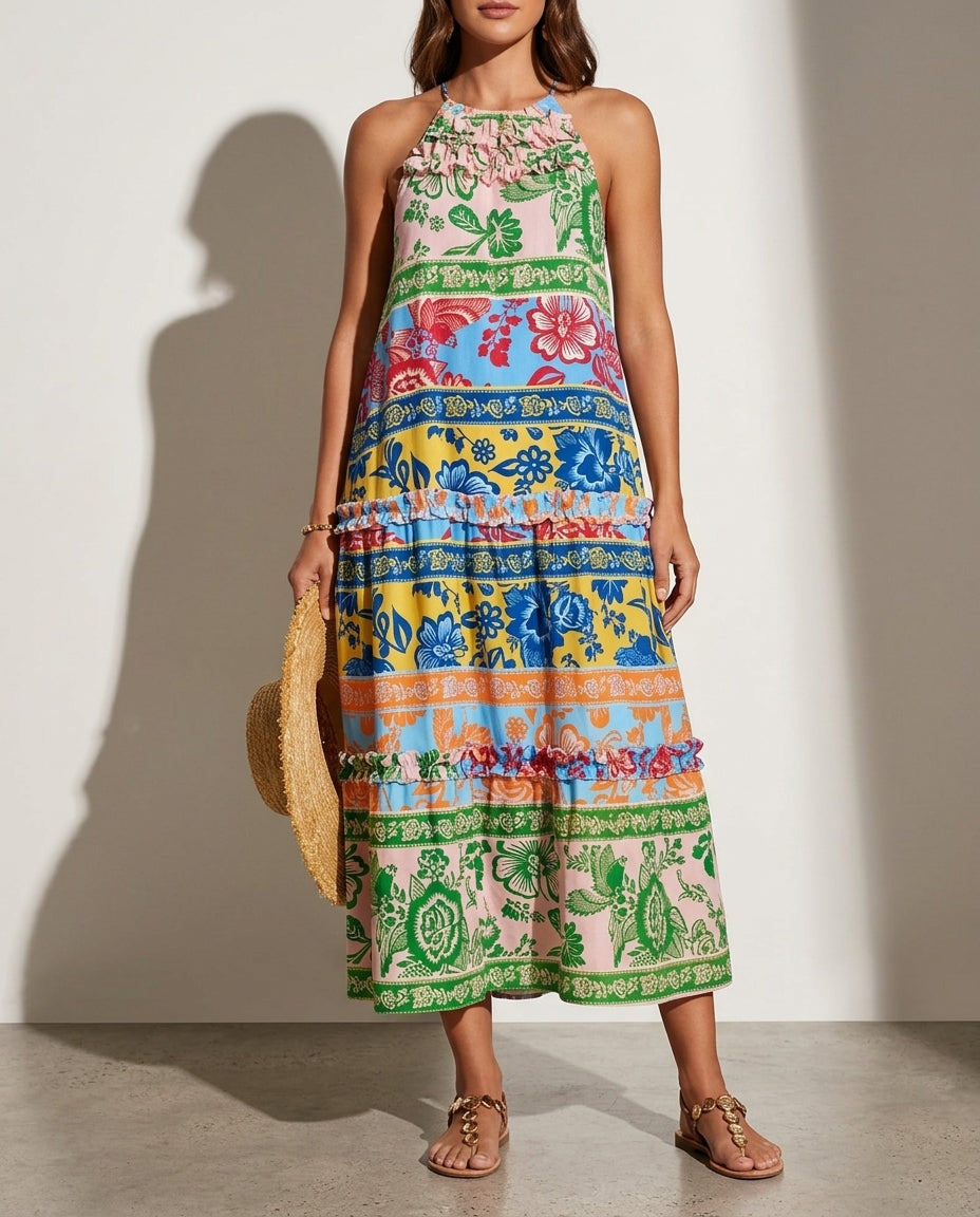 Marlowe Women's Tiered Halter Maxi Dress