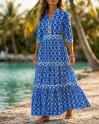 Everly Women's Collared Tiered Maxi Dress