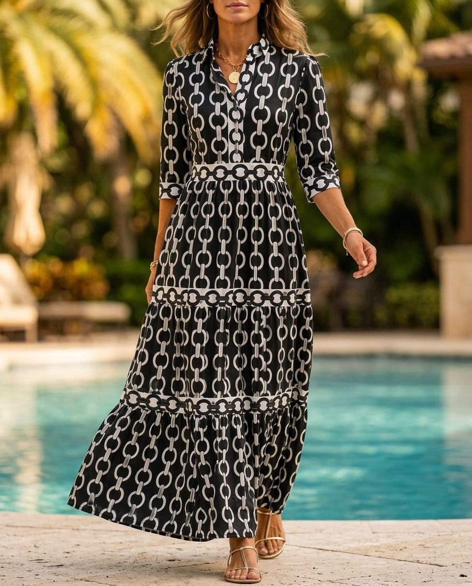 Everly Women's Collared Tiered Maxi Dress