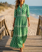 Everly Women's Collared Tiered Maxi Dress
