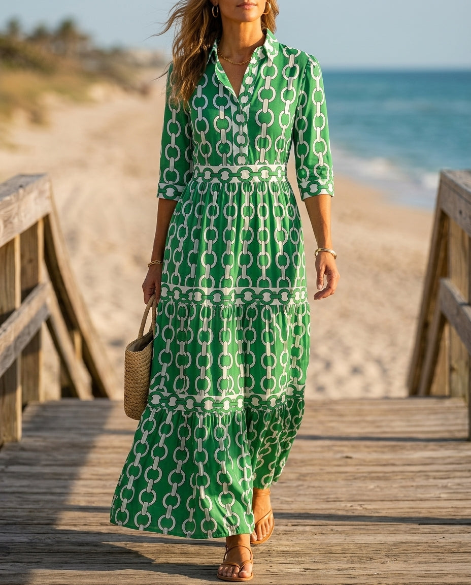 Everly Women's Collared Tiered Maxi Dress