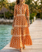 Everly Women's Collared Tiered Maxi Dress