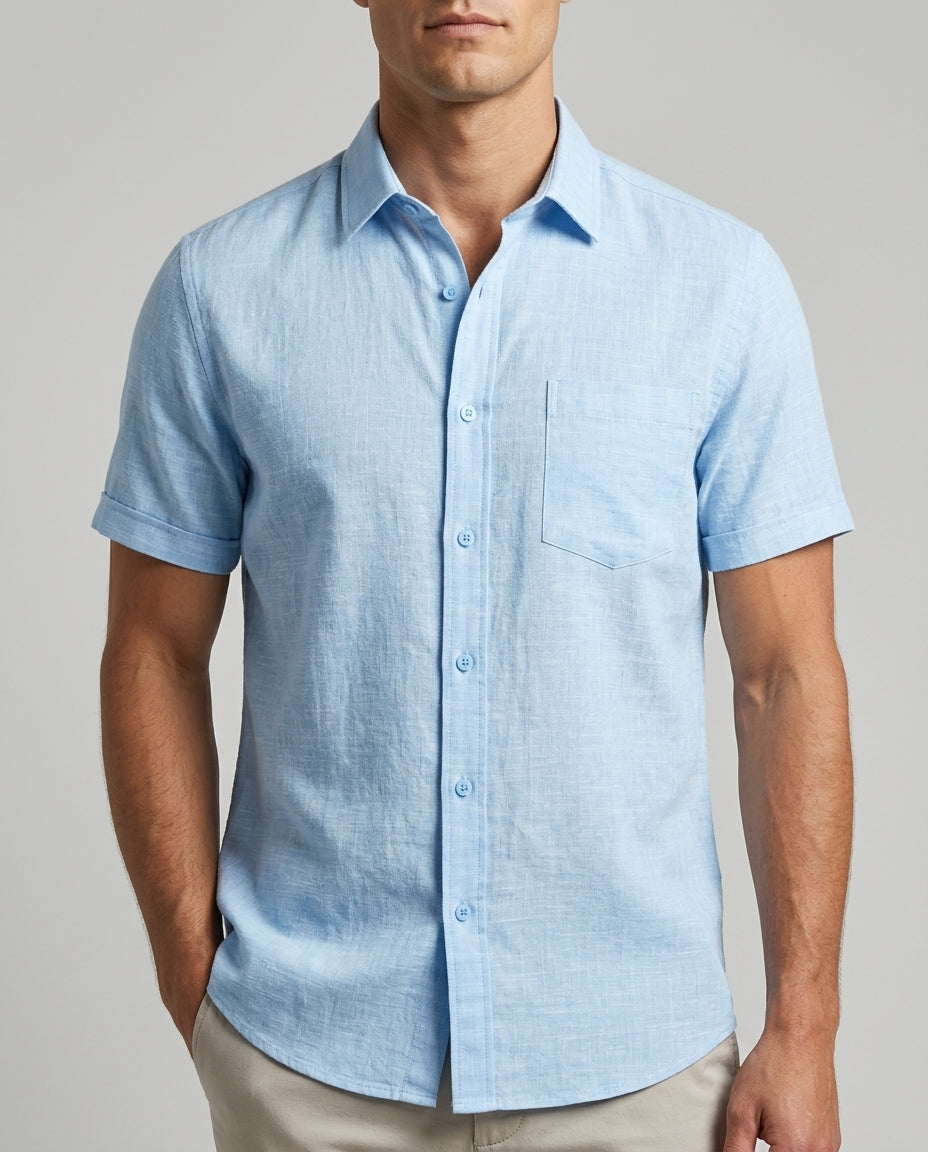 Weston Men's Linen Blend Short Sleeve Shirt