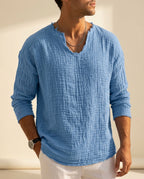 Everett Men's Linen Blend V-Neck Shirt