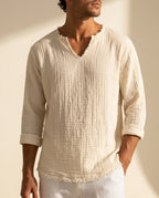 Everett Men's Linen Blend V-Neck Shirt