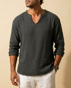 Everett Men's Linen Blend V-Neck Shirt