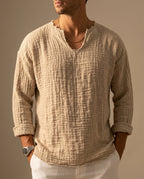 Everett Men's Linen Blend V-Neck Shirt