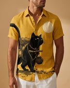 Barrett Men's Cat Print Stand Collar Shirt