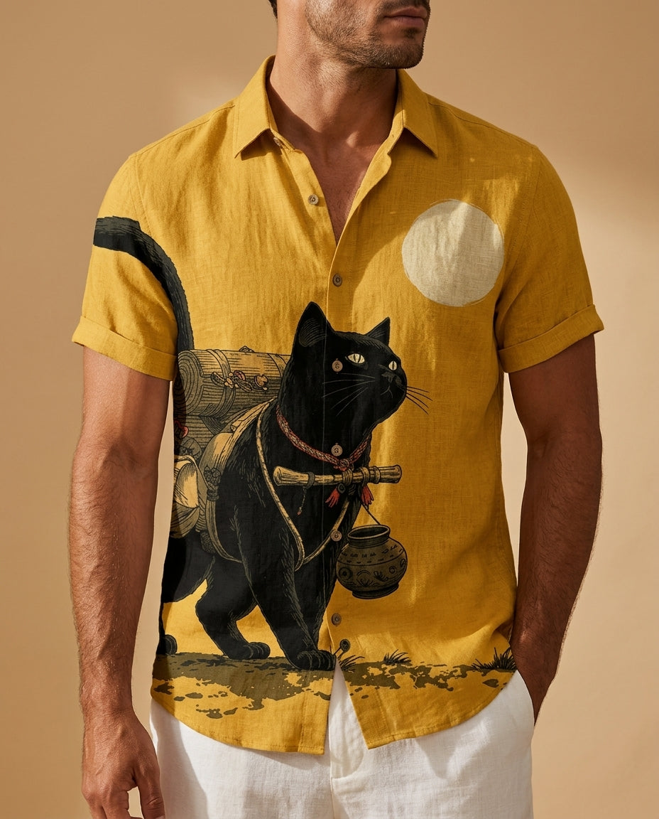 Barrett Men's Cat Print Stand Collar Shirt