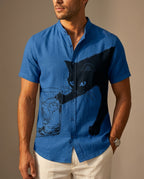 Barrett Men's Cat Print Stand Collar Shirt