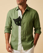 Barrett Men's Cat Print Stand Collar Shirt